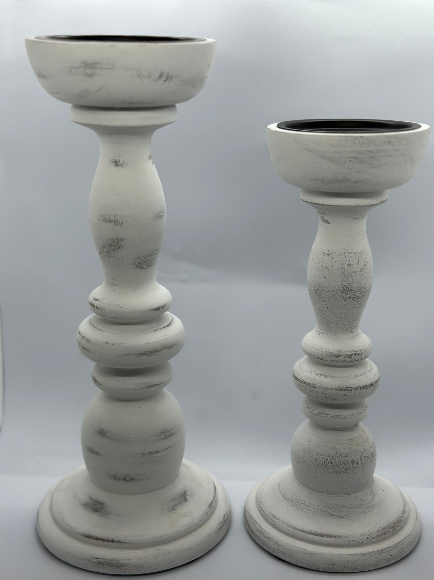 White Timber Pillar Candle Holder Small