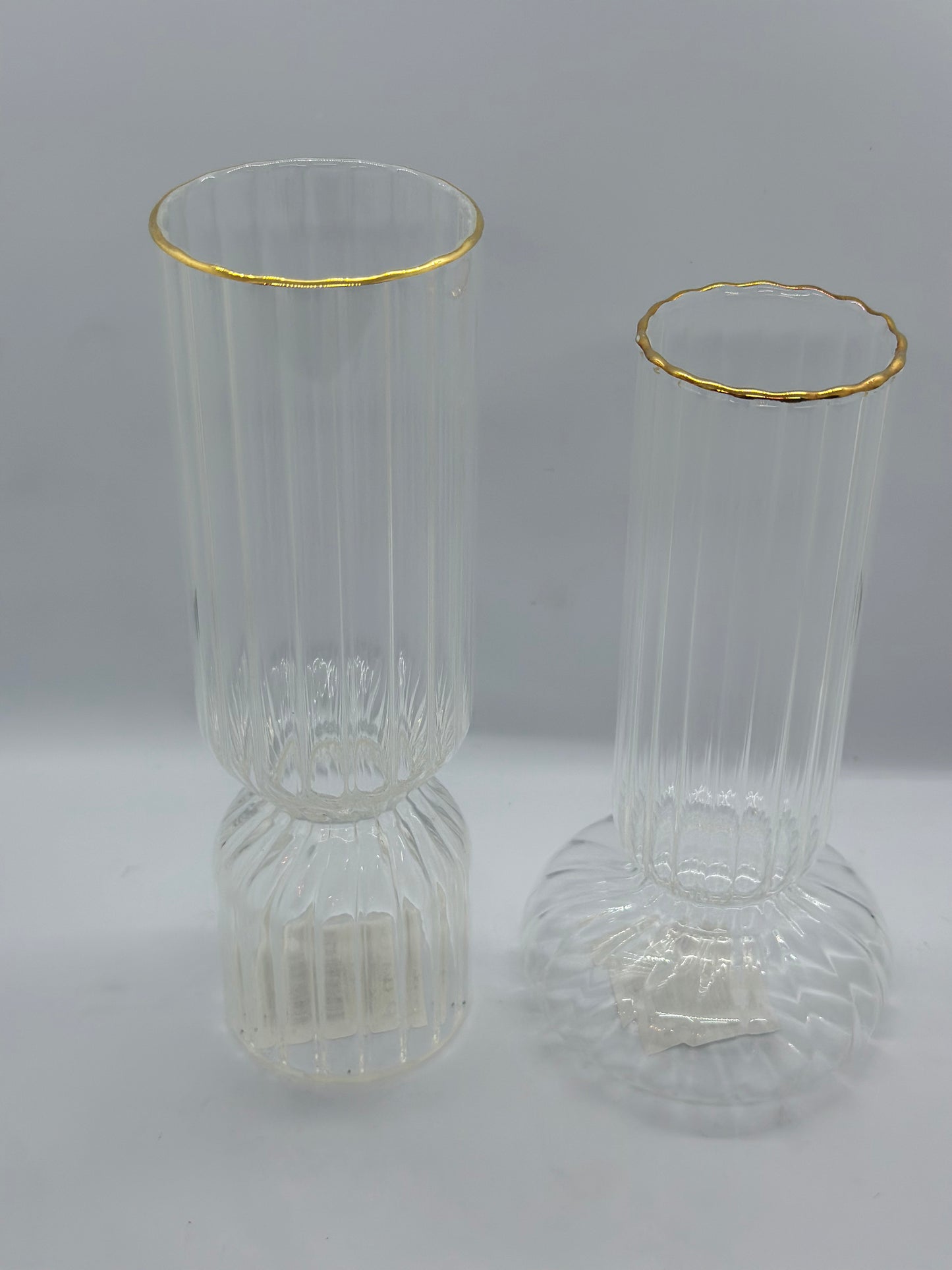 Gold Rim Clear Vases Assorted Shapes