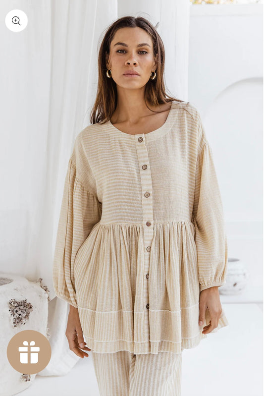 Kavala Top - Sandy Pebble Stripe